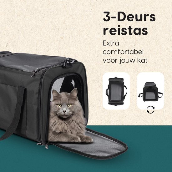 Volcan Reistas Kat - Reismand - Draagtas Katten - Transportbox met Bovenlader - Draagmand Antraciet