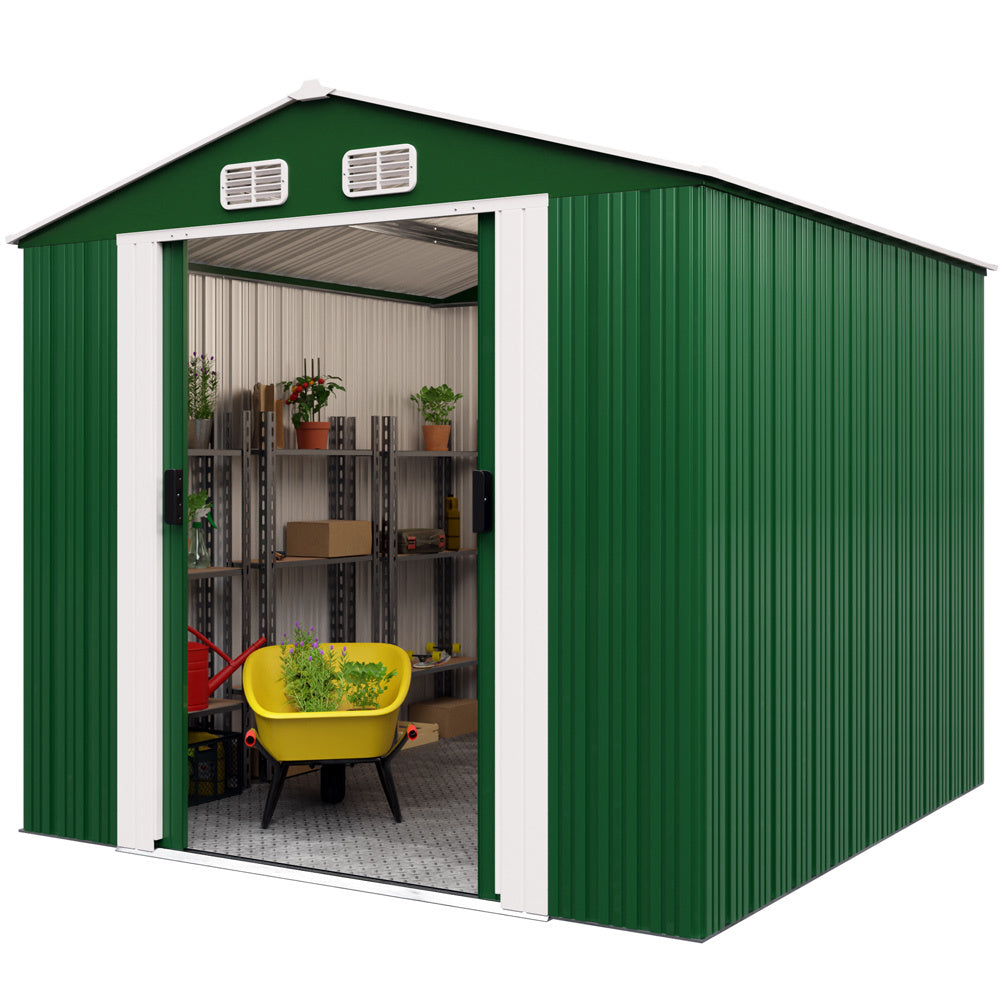 Gardebruk Tuinhuis - 8m² Metaal met Fundering Schuifdeuren- Groen