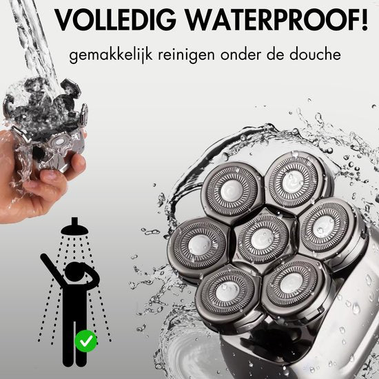 6-in-1 Scheerapparaat Mannen – Trimmer - Tondeuse - Sansbeauté® SkullSharp PRO - Skull Shaver - Elektrisch Gezichts- & Hoofdscheren - Scheren - Hoofd Kaal Scheren – Nat & Droog - USB Laden - Elektrisch