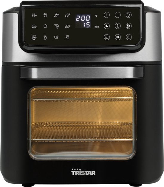 Tristar FR-9074 - Stapelbare airfryer XXL - 9L - 2 onafhankelijke kookzones - Dubbele stapellades - 8 kookprogramma's - 2400W - PFAS-vrij - Bespaart 45% ruimte - 6 personen