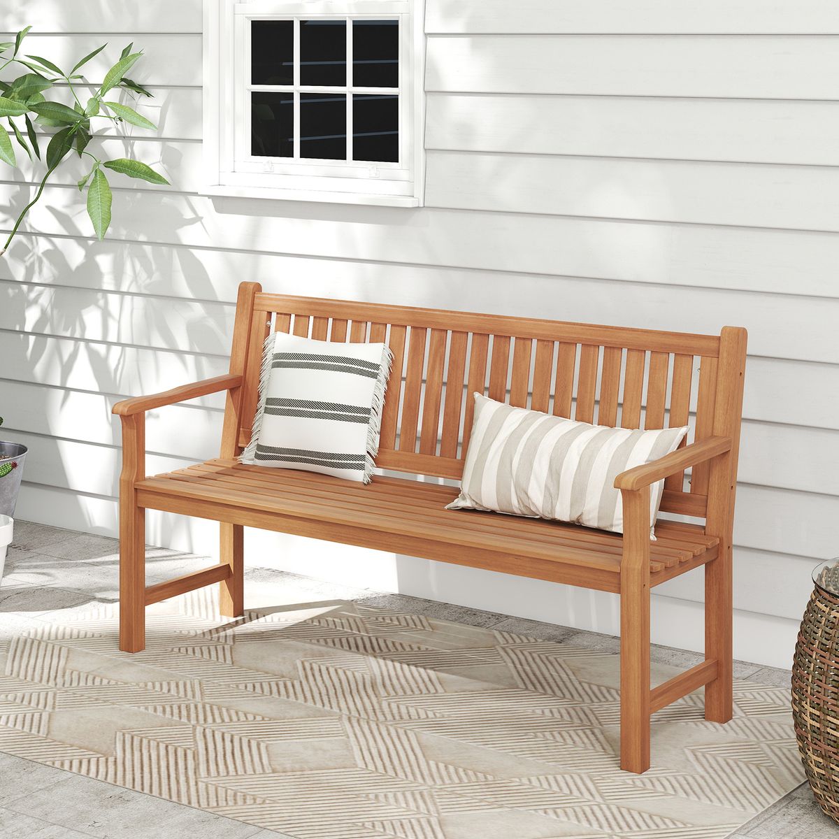 Coast Tuinbank - driezitsbank van dennenhout - ergonomische rugleuning en armleuningen - naturel - 150 x 53,5 x 89 cm
