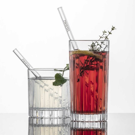 Schott Zwiesel Glastrinkhalmen Rietjes Glas Set 4-delig met reinigingsborstel l: 15 cm / d: 9 mm