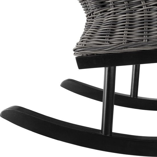 tectake - Wicker schommelstoel Rovigo met voetenbank Vibo - grijs - poly-rattan