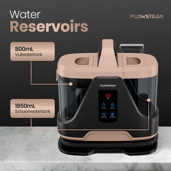 FLOWSTEAM® 6-in-1 Stoomreiniger PRO - Tapijtreiniger – Vlekkenreiniger – Handstomer – Zetelreiniger - 100°C Stoom - 4 Stoomstanden - 90 Minuten Stomen - 5M Snoer