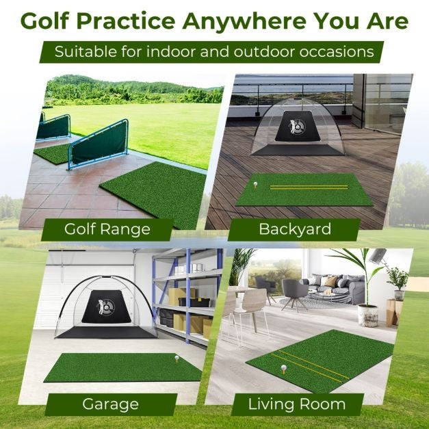 Coast Golf Oefenmat - 152 x 92 cm - Golf Oefenmat met 2 Golf Tees en 2 Alignment Sticks - 6 Voorgeboorde Tee Gaten voor Binnen/Outdoor Gebruik