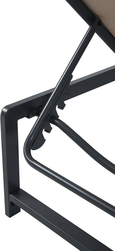 AXI Zane Ligbed Antraciet/bruin– Gepoedercoat stalen frame – Rugleuning met 5 standen – Textileen liggedeelte – 173x62 cm
