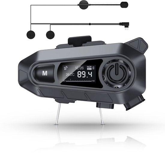 Tech Essentials R500 - Motorhelm Headset - Met Bluetooth 5.4 - Intercom - Radio - Harde microfoon - Brommer - Scooter