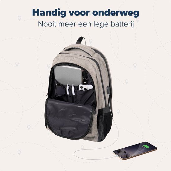TRVLMORE Rugzak met Levenslange - Rugtas met 17 Inch Laptopvak - Schooltas - Spatwaterdicht - Heren en Dames - Jongens en Meisjes - 36L - Champagne