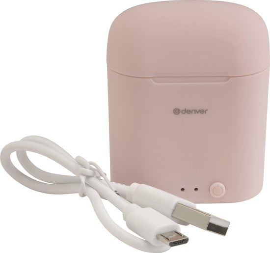 Denver TWE-46 - Earbuds - Wireless - Draadloos Oordopjes - Bluetooth - met oplaad case - handsfree - sporten - headset - In-ear - Bluetooth 5.0 - Roze