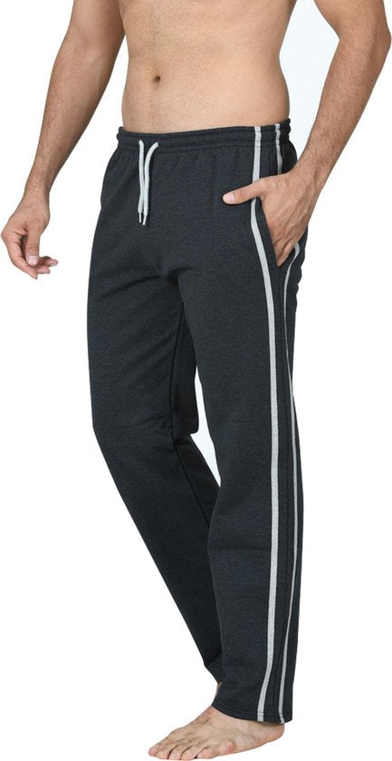 Pierre Calvini - Joggingbroek Heren - 2 Pack - Navy Antraciet - L - Pyjama Heren - Joggingbroek Heren Rechte Pijp - Trainingsbroek Heren - Huispak Heren