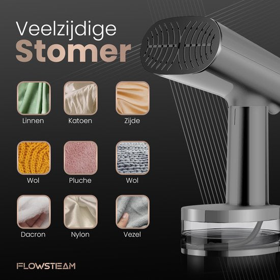 FLOWSTEAM® Luxe Kledingstomer - Handstomer - Stoomapparaat Kleding - Matte Gray Edition
