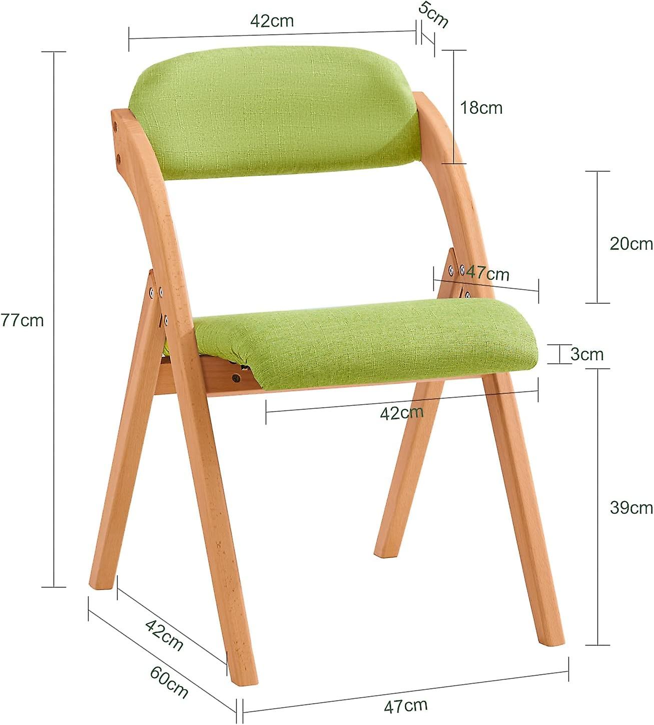 Sobuy - Opvouwbare Houten Stoel - Gewatteerde Opvouwbare Keuken Eetkamer- en bureaustoel - 47 x 57 x 79 cm - Groen