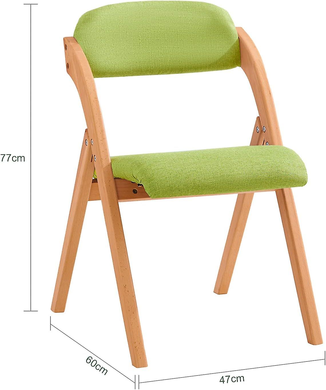 Sobuy - Opvouwbare Houten Stoel - Gewatteerde Opvouwbare Keuken Eetkamer- en bureaustoel - 47 x 57 x 79 cm - Groen