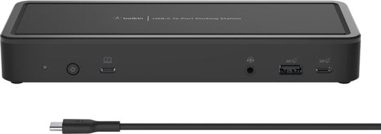 Belkin USB-C Triple Display Dock MST- 14-poorts USB-C-dockingstation, 65 W Power Delivery, 4K-display, 2x HDMI, 2x DisplayPort, 3x USB-C, 5x USB-A en 1x Gigabit Ethernet, USB-C-dock voor Chromebook, Windows PC’s, XP’s en meer