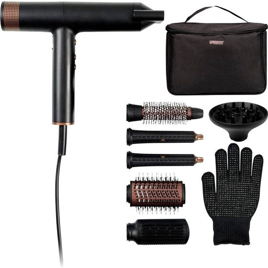Princess Airstyler Pro 529205 - 7 in 1 - 2000 Watt - 1.8m snoer - BLDC Motor - Luxe Opbergtas - Hitte handschoen - Multi Styler - Hairwrap - Haarstijler - Haardroger - Warmteborstel - Fohnborstel - Krulborstel en Stijlborstel