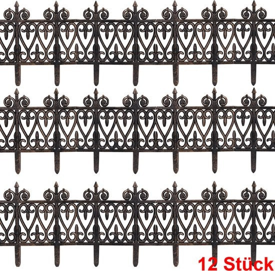 Deuba Borderrand Kunststof – 12 Stuks = 380cm UV-bestendig - Bruin