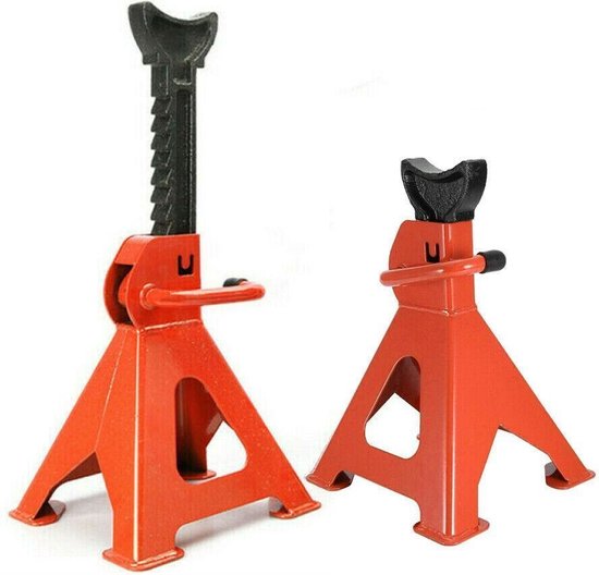 Perel Set met verstelbare assteunen, 2 stuks, max. hefhoogte 430 mm, belastbaar tot 2 ton (per stuk), staal, oranje