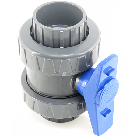Fitt PVC Kogelkraan voor Zwembad - 63 mm - Blauw Handvat