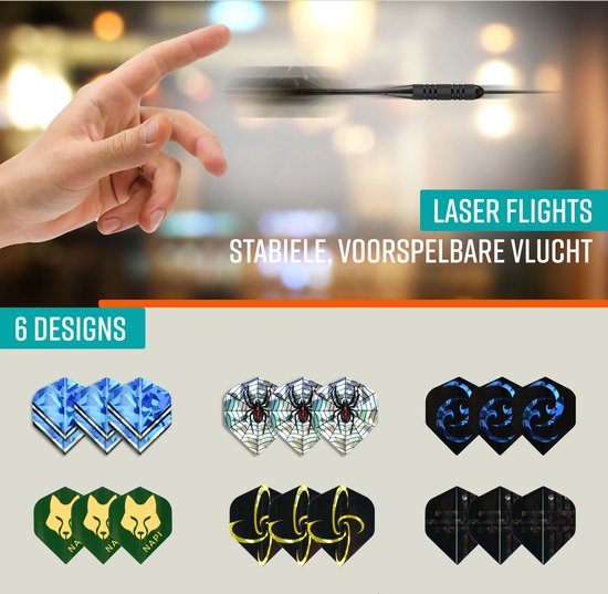 Napi Darts - 6 Dartpijlen (64-delig) - 23, 24, 25, 26 Gram Dartspijlen - 2 Sets Premium Brass Pijlen - Steeltip - Inclusief Dart Flights & Case