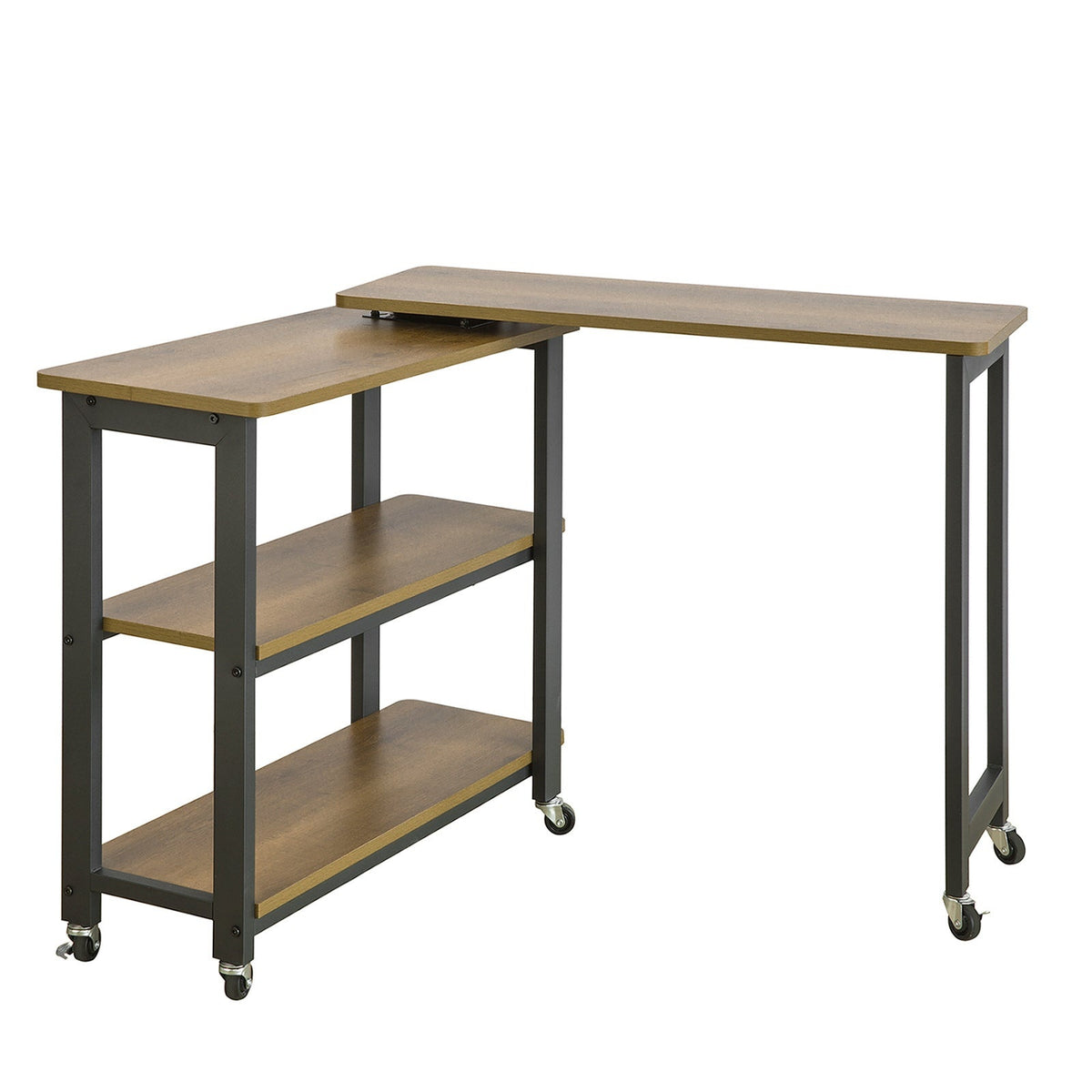 SoBuy Draaibare Bijzettafel met Wielen - 133x30x69 cm