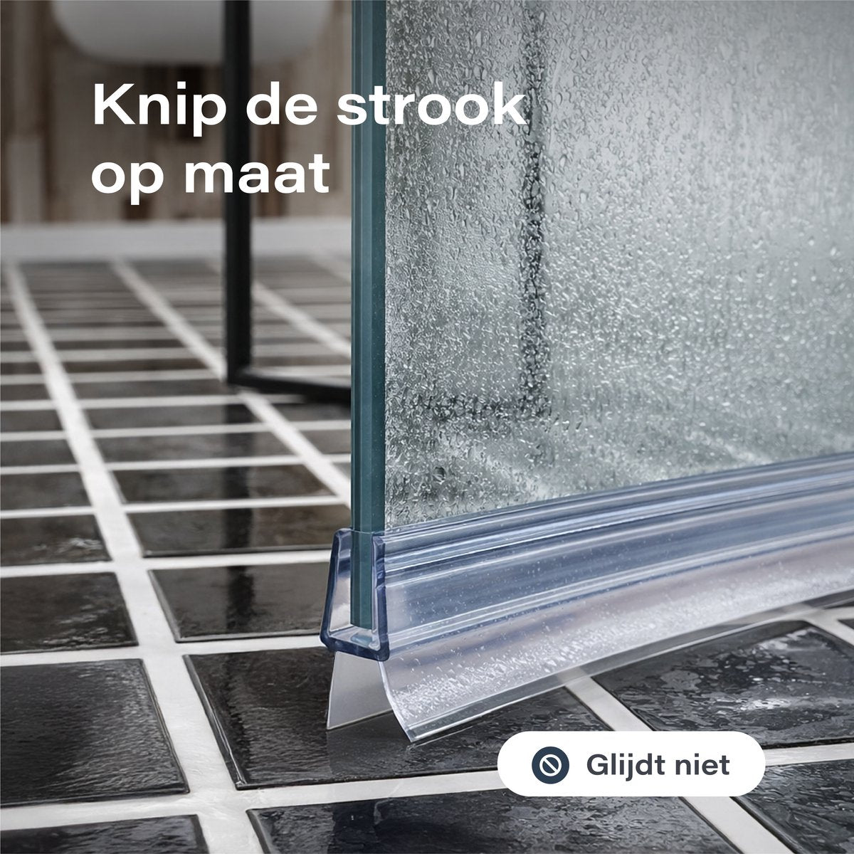 Luft Douchestrips Onderzijde - Set van 2 - Transparant - 100 cm per Strip - Voor Glasdikte 8 tot 12 mm - Op Maat te Snijden