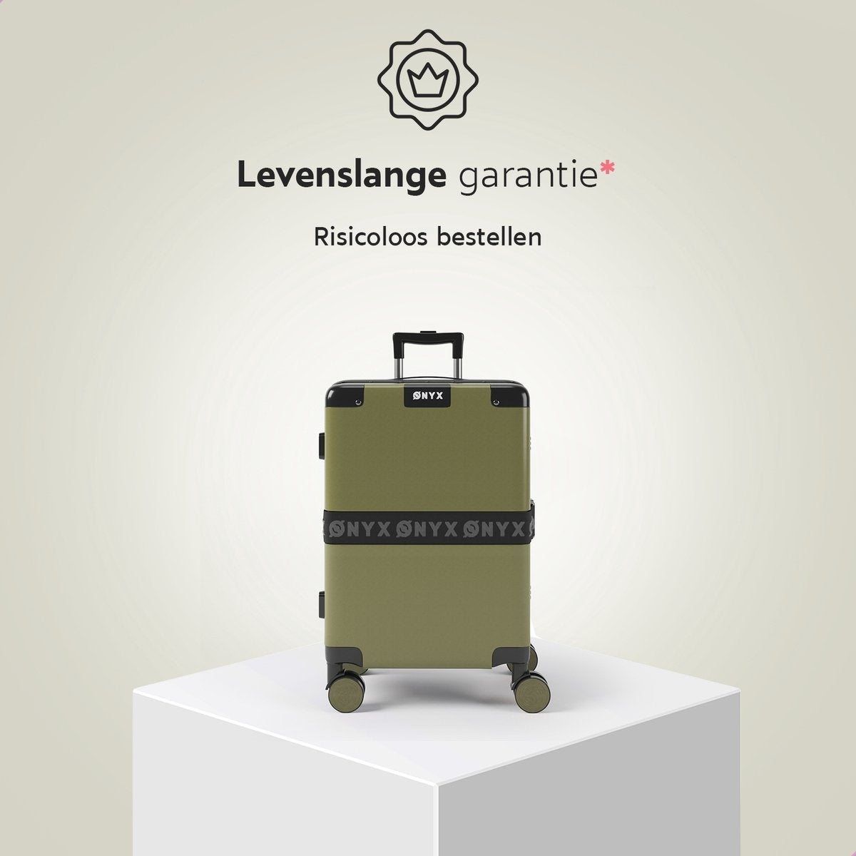 ONYX Handbagage koffer 33L - TSA slot - Spinner wielen - Lichtgewicht Trolley - Aluminium sluiting - Olive groen