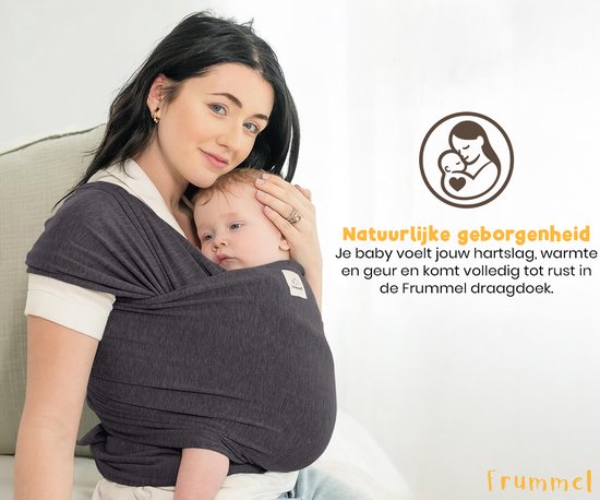 Frummel Baby Draagdoek Donkergrijs - Draagzak - Baby Wrap - Baby carrier - Draagdoek baby - Baby 0-36 maanden - Newborn