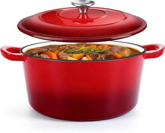 Castex Elegance Royal Gietijzeren Braadpan met Deksel 28 cm - Inductie Pan - Braadpannen Gietijzer - Rood