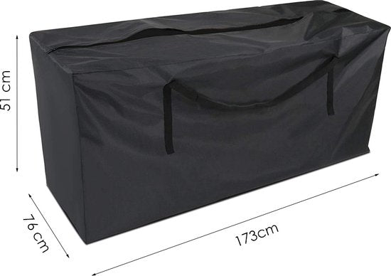 Tuinkussentas - Zwart - 173 x 76 x 51 cm - Opbergtas voor Tuinmeubelkussens - Tuinstoelkussentas - Tuinsetkussen Opbergtas