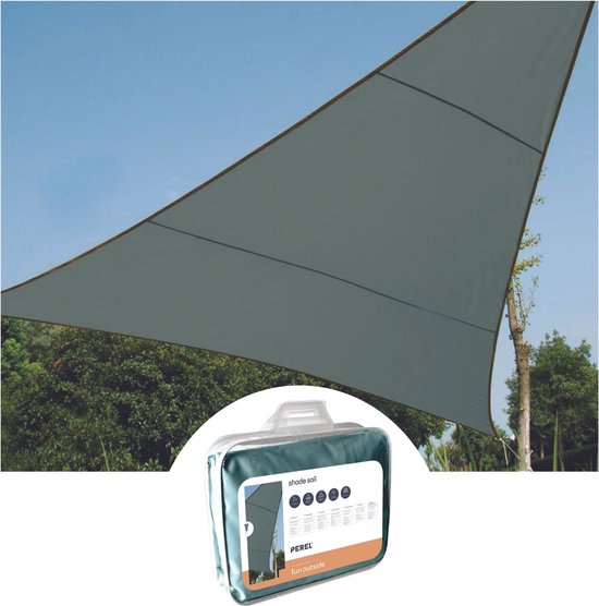 Perel Schaduwdoek, waterafstotend, 3.6 x 3.6 x 3.6 m, 160 g/m², polyester, driehoek, groengrijs