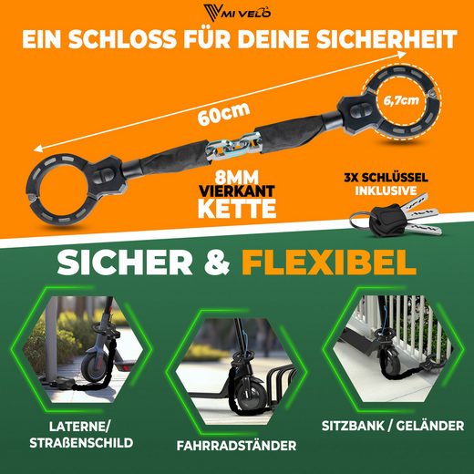 Mivelo Clavis One handboeislot voor e-step en fiets - 60 cm - Zwart