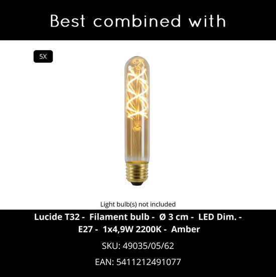 Lucide JOANET - Hanglamp - Ø 66 cm - 2xE27 - Fumé