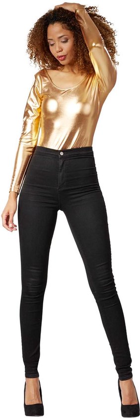 Dressforfun Metallic body goud M - verkleedkleding kostuum halloween verkleden feestkleding carnavalskleding carnaval feestkledij partykleding - 303558