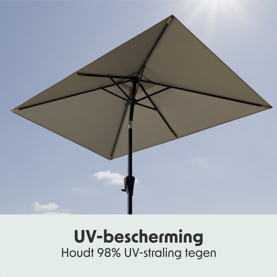 LifeGoods Parasol - Tuin - 210x140cm - 30° Kantelbaar - Waterdicht - UPF50+ - Taupe