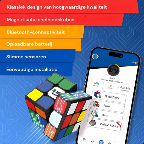 Rubik's Connected X - Slimme Kubus - Bluetooth Kubus - Educatief Speelgoed - Interactief Speelgoed - 3cm x 3cm
