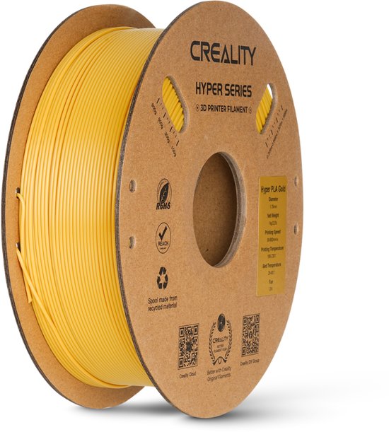 Creality Hyper PLA 3D-Printer Filament 1,75 mm - Universeel - 1 kg - Snel Printen tot 600 mm/s - Klitvrij Gewikkeld - Goud