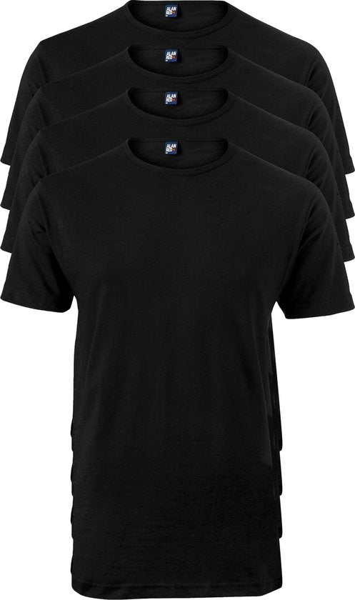 ALAN RED T-shirts Derby extra lang (4-pack) - O-hals - zwart - Maat: M