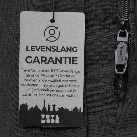 TRVLMORE Rugzak met Levenslange - Rugtas met 15,6 Inch Laptopvak - Schooltas - Spatwaterdicht - Heren en Dames - Jongens en Meisjes - 28L - Zwart