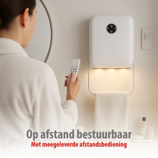 alpina Badkamer Verwarming Elektrisch 750/2000W - Elektrische Kachel 2 Warmtestanden en 24-uurs Timer - Kachel IP22 Spatwaterdicht - met Afstandsbediening - Wandmontage