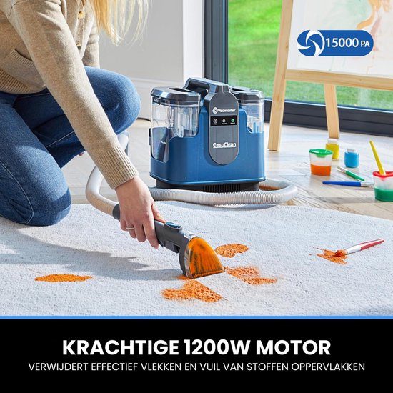 Vacmaster Easyclean Thermo - Verwarmde Tapijtreiniger - Vlekkenreiniger Verwarmbaar tot 50 °C - Reinigingsmachine met Verwarmingsfunctie - Meubelreiniger 1200W - Zetelreiniger met Schoonmaakmiddel