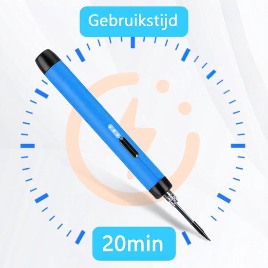 Tech Essentials Draadloze Soldeerbout - 8W - USB-C - Met Tin - Kit - Fijnsoldeerwerk - Pen - Accu - Soldeerset - Solder - Elektrisch Gereedschap - Oranje