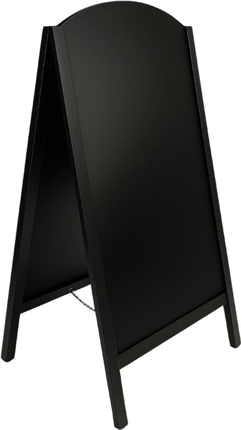 BRASQ Krijtstoepbord Elegance Zwart - 70x130 CM - Krijtbord - Reclamebord - Stoepbord - Dubbelzijdig - voor Binnen en Buiten - Horeca