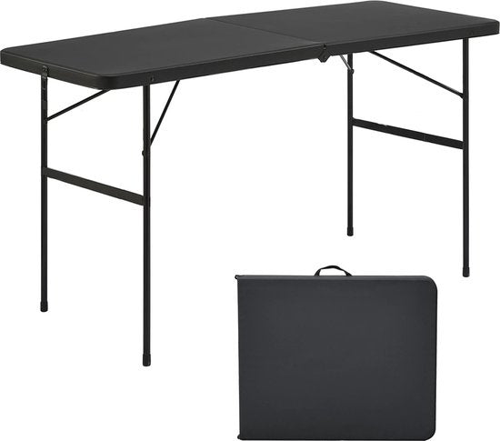 Goliving Inklapbare Tafel – Klaptafel – Campingtafel – Vouwtafel Buiten – Weerbestendig – 122 x 60 x 74 cm – Zwart