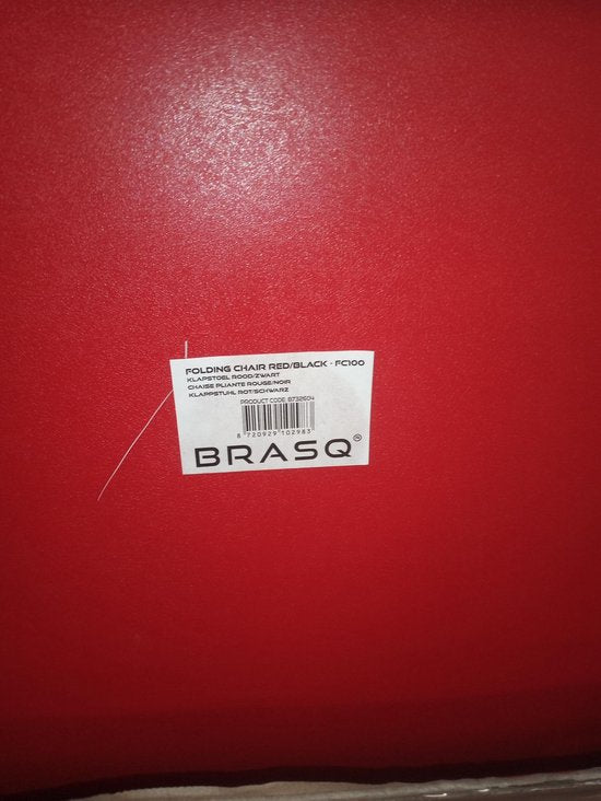BRASQ Klapstoel Rood Zwart - Vouwstoel - Opvouwbare stoel 43x38x78 cm - PVC - Eettafelstoel