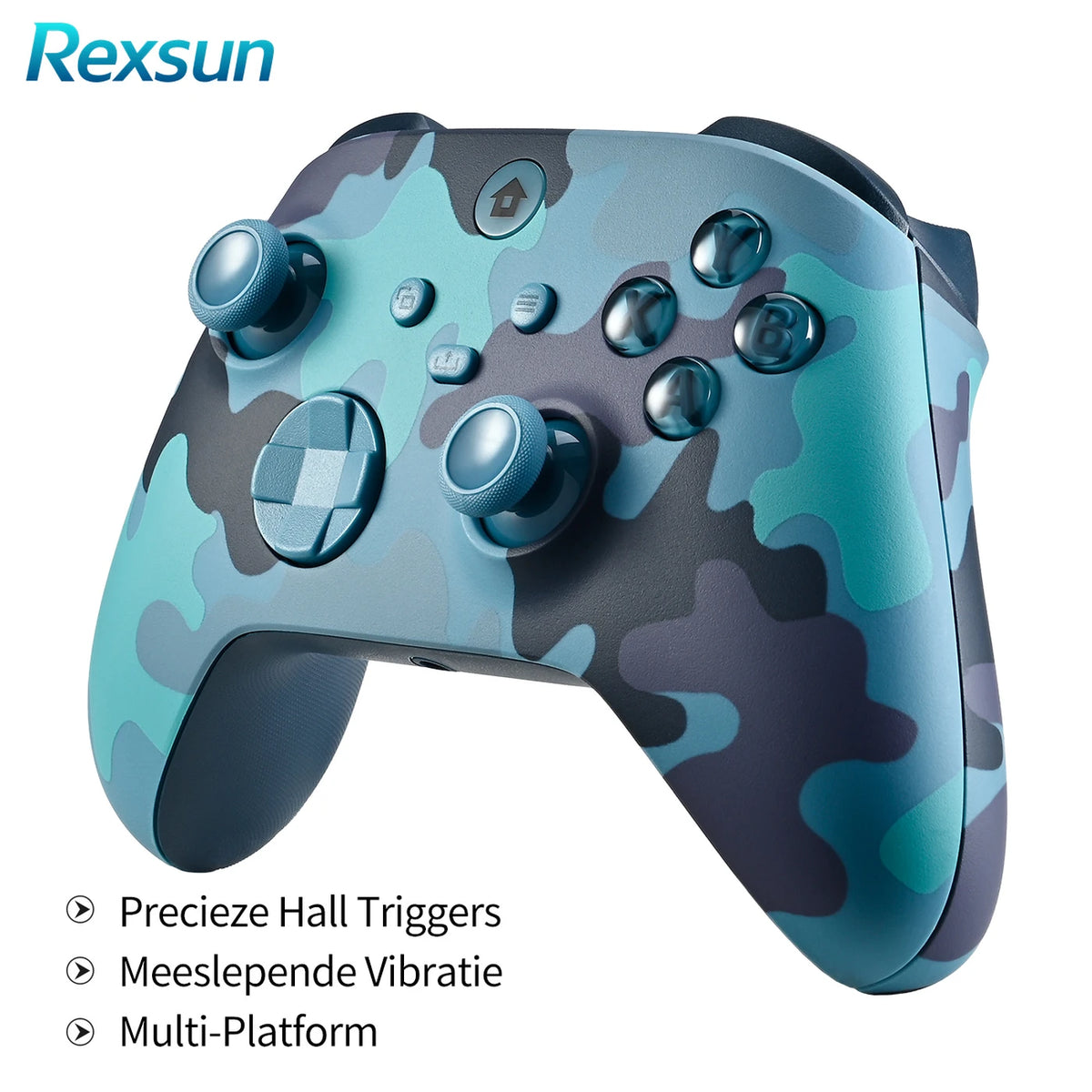 Rexsun WR007 Draadloze Gamecontroller - Camouflageblauw - 2.4G, Xbox One/PC, Trilfunctie
