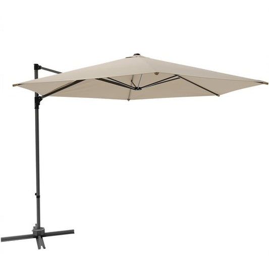 LifeGoods Parasol - Ø300 cm - 30° Kantelbaar - One-push Systeem - Waterdicht - met Hoes - Taupe