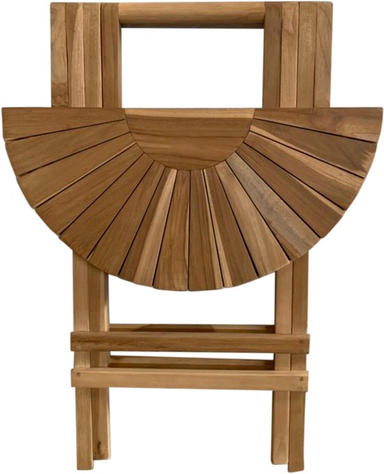 AXI Gia Teak Tuintafel Rond – 60 x 60 x 75 cm – Opklapbaar – Ronde Klaptafel – Houten Tuintafel - Bruin - Voor 2 Personen - Voor Tuin, Terras en Balkon