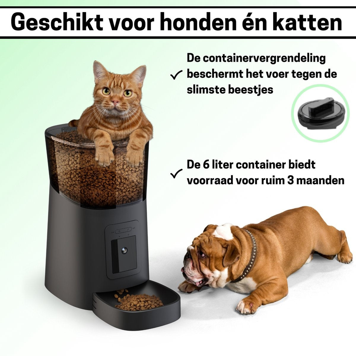 BOME - Automatische Voerbak voor katten en honden op afstand - Camera en Audio incl. SD-Kaart - Zwart