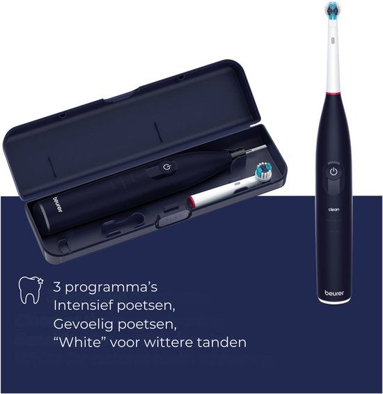 Beurer TB 50 Elektrische tandenborstel - 3 Individuele programma's: Clean, Sensitive & White - Batterijduur tot 45 dagen - Incl. opbergbox, lader, adapter & 5x borstelkoppen - Timer - Goed getest - 3 Jaar garantie