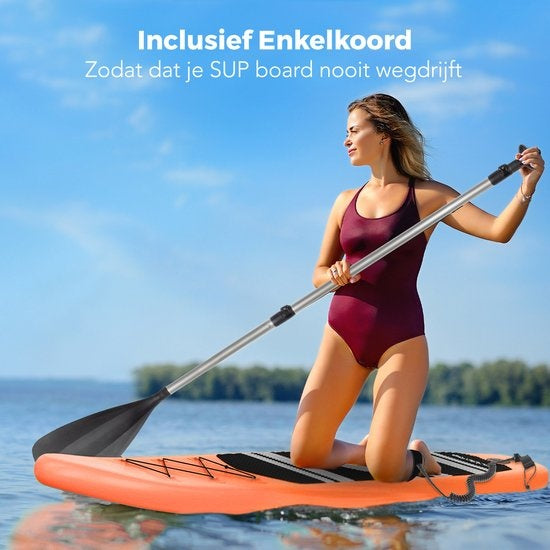 LifeGoods SUP Board - met Zitje - Opblaasbaar Paddle Board - Complete Set - Max. 135KG - 320x81cm - Oranje